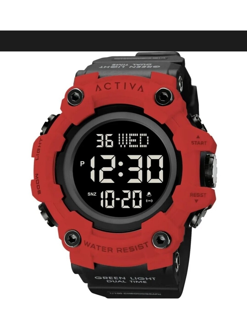 250 Activa Activa Sport Water-Resistant 50mm Red/Black Resin Watch w/ Box